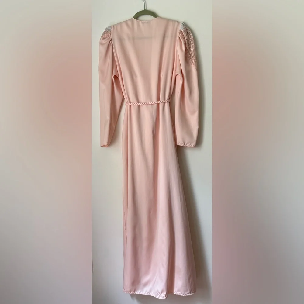 Ralph Montenero Vintage Pink Peignoir Set Maxi Slip Nightgown and Robe S